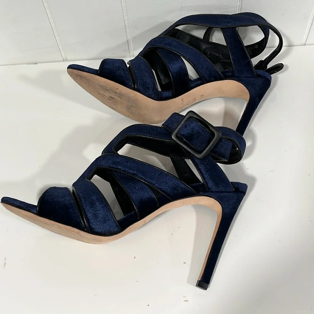 Antonio Melani Avett Velvet Sandals Navy/black sz 10M glam whimsical stiletto